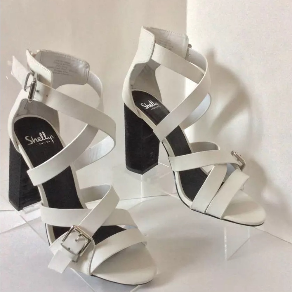 Shelly's  London. White Leather Sandals - Picture 5 of 8